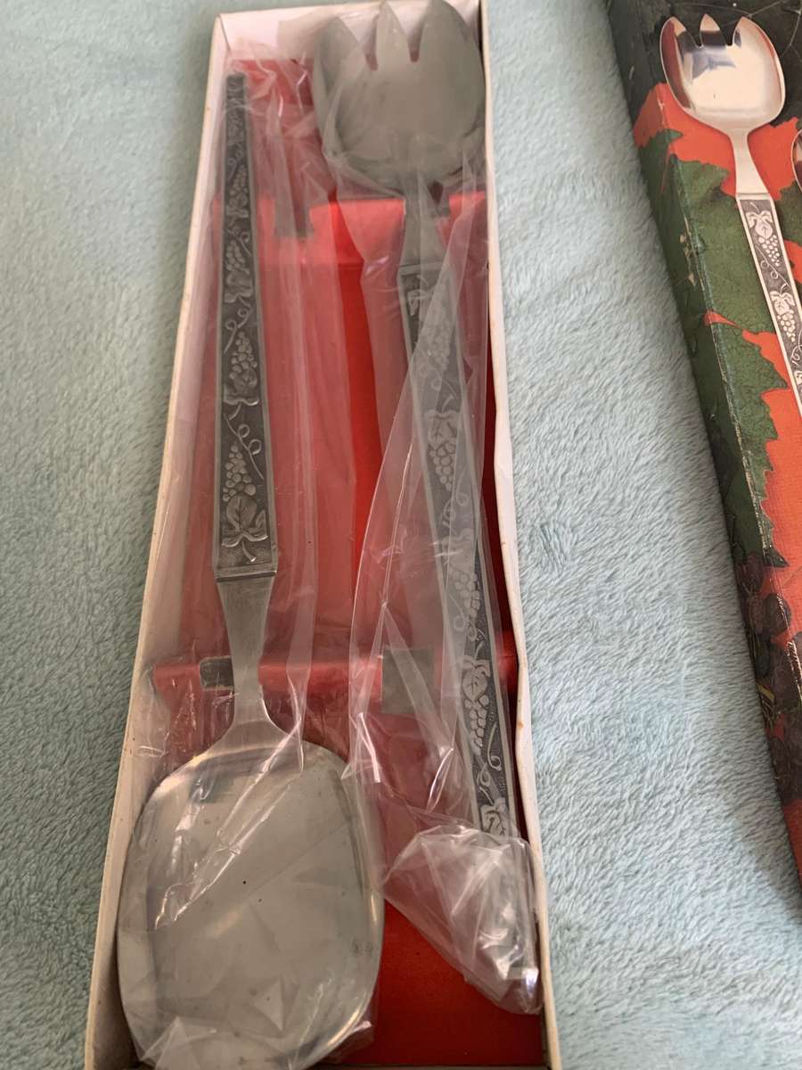 Vintage Stainless Steel Salad Servers in original box