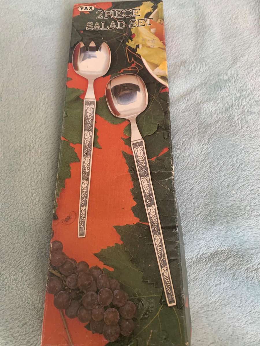 Vintage Stainless Steel Salad Servers in original box
