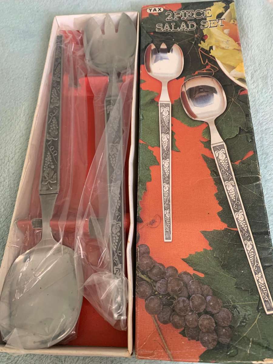 Vintage Stainless Steel Salad Servers in original box
