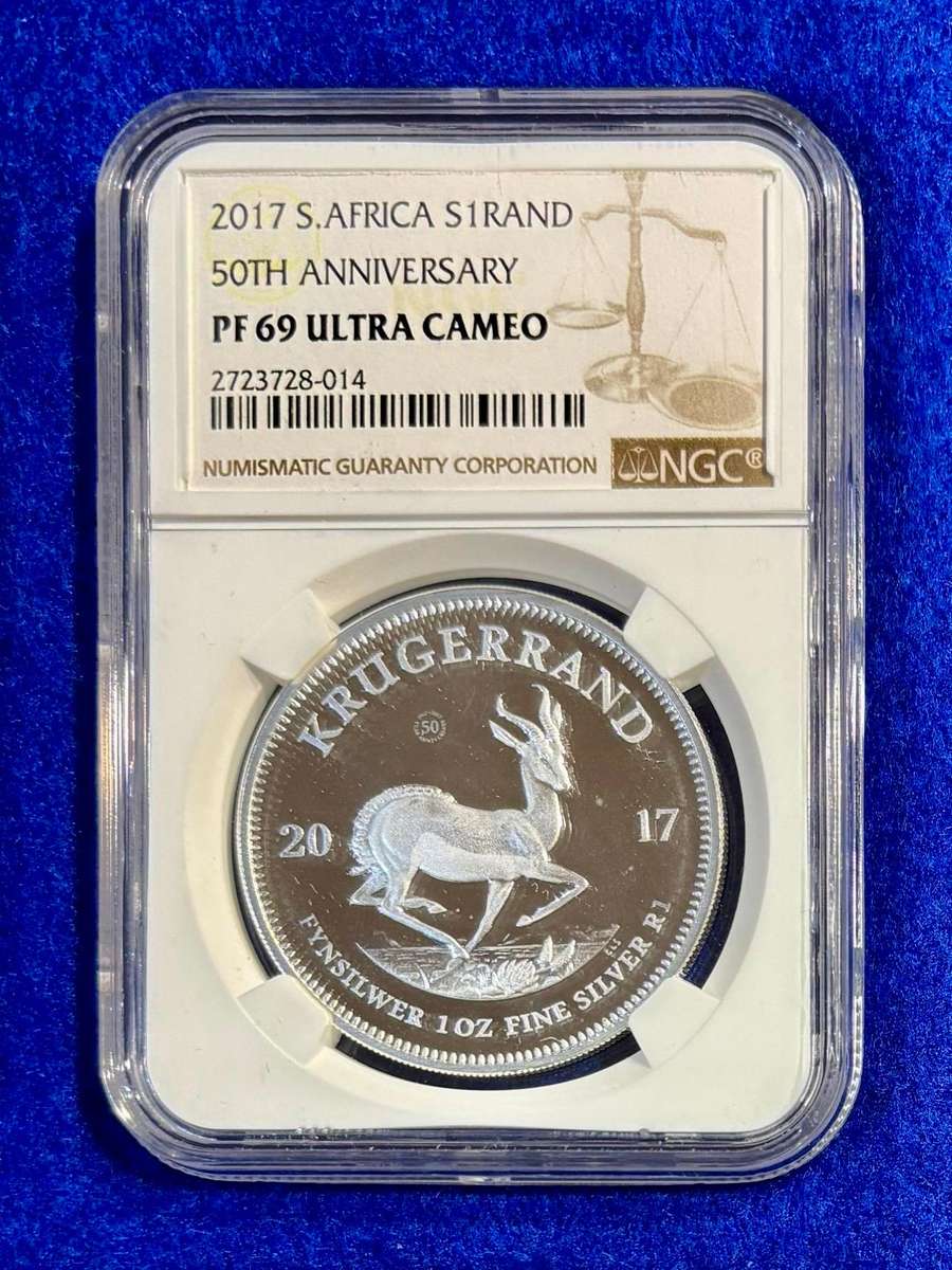 Sought-after Graded RSA 2017 PROOF Silver Kruger R1 with 50th Anniversary Privy: NGC PF69