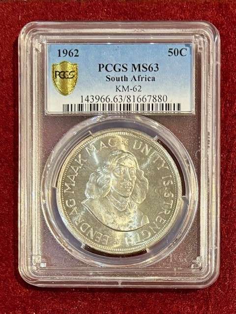 Graded Union of SA 1962 Uncirculated Silver Crown: PCGS MS63
