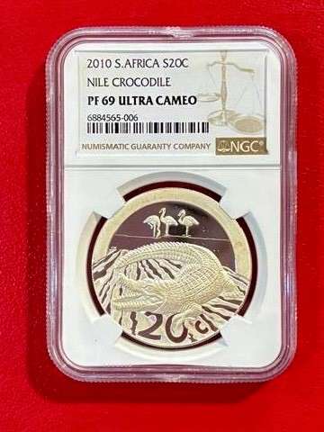 Graded RSA 2010 Lubombo Proof 1oz Silver Peace Park Series 20c: NGC PF69.