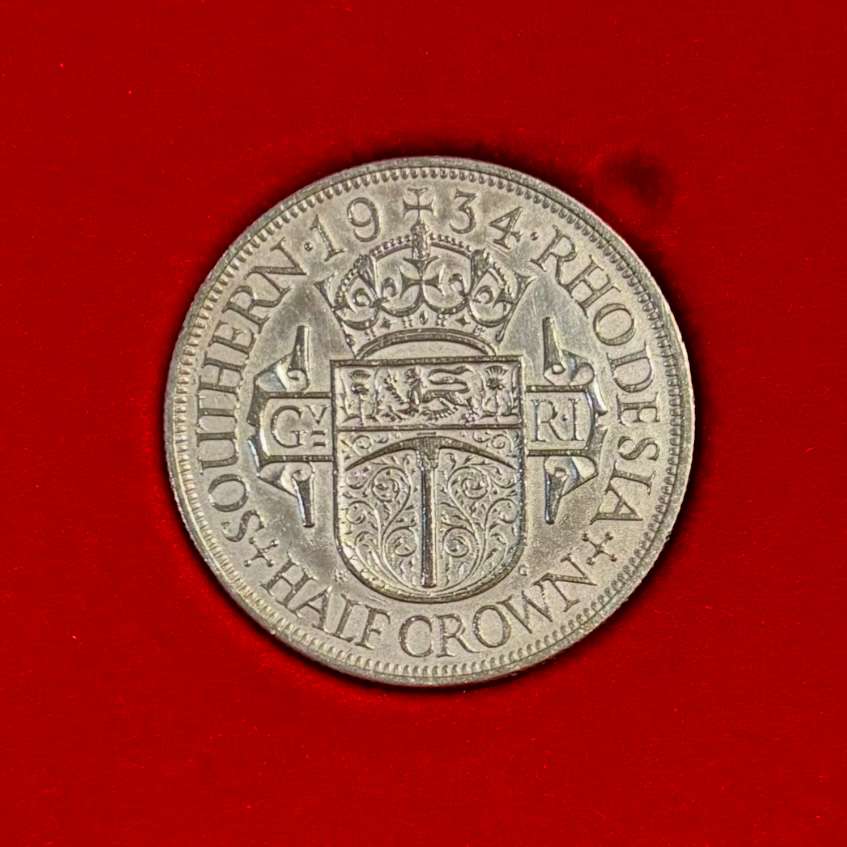 Higher Grade S. Rhodesia 1934 Silver Half-crown
