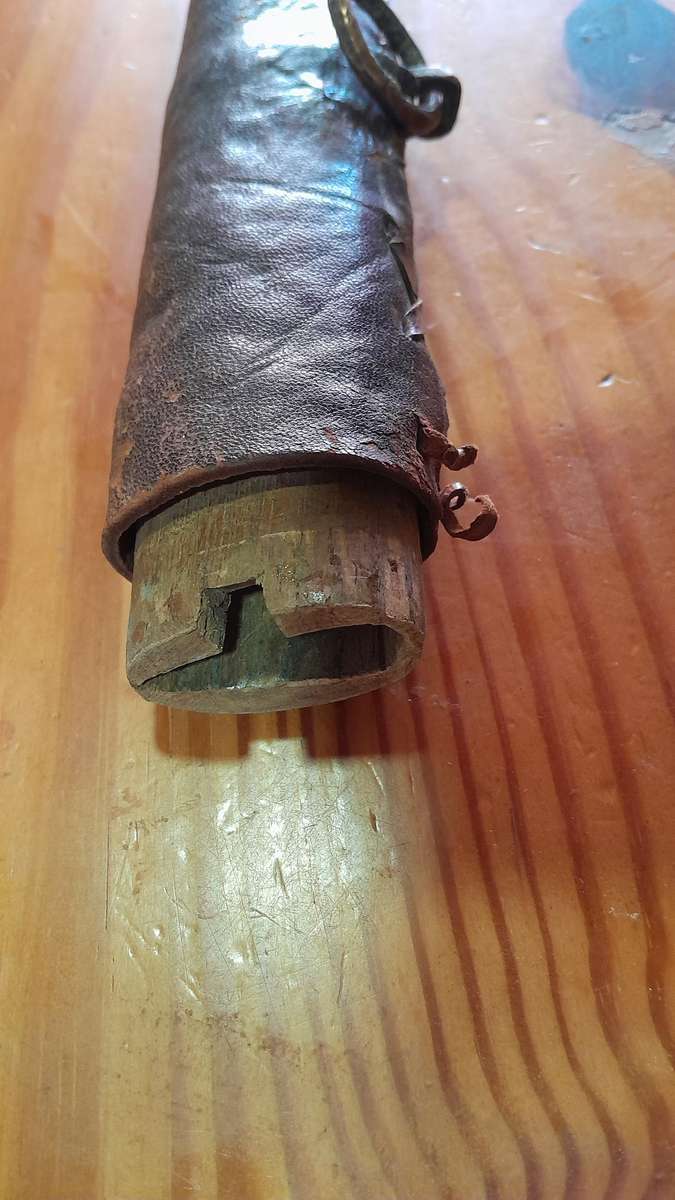 Japanese style WW2 soldier sword with leather wrapped scabbard