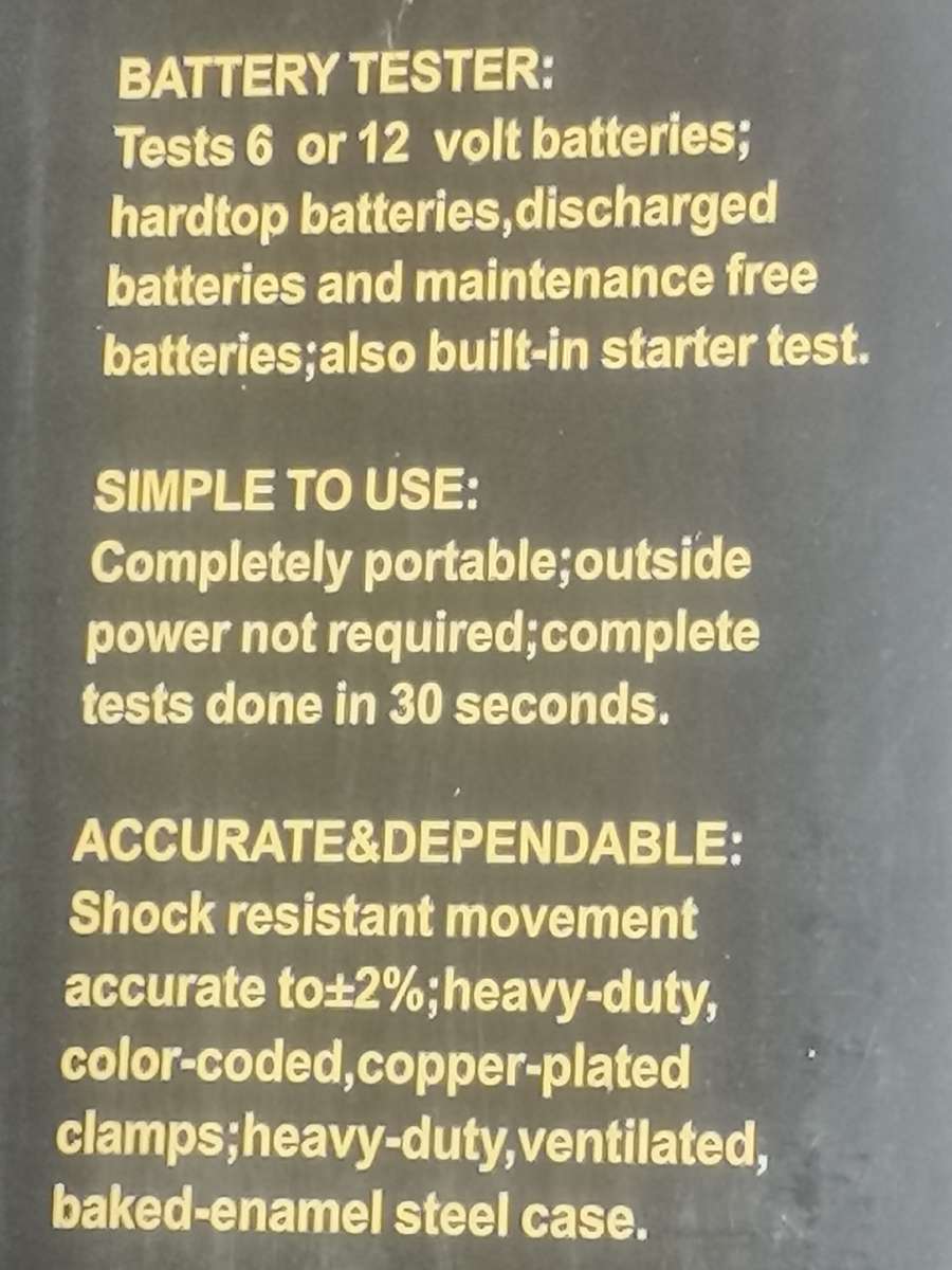 6 AND 12 VOLT CAR BATTERY TESTER - BRAND NEW IN BOX