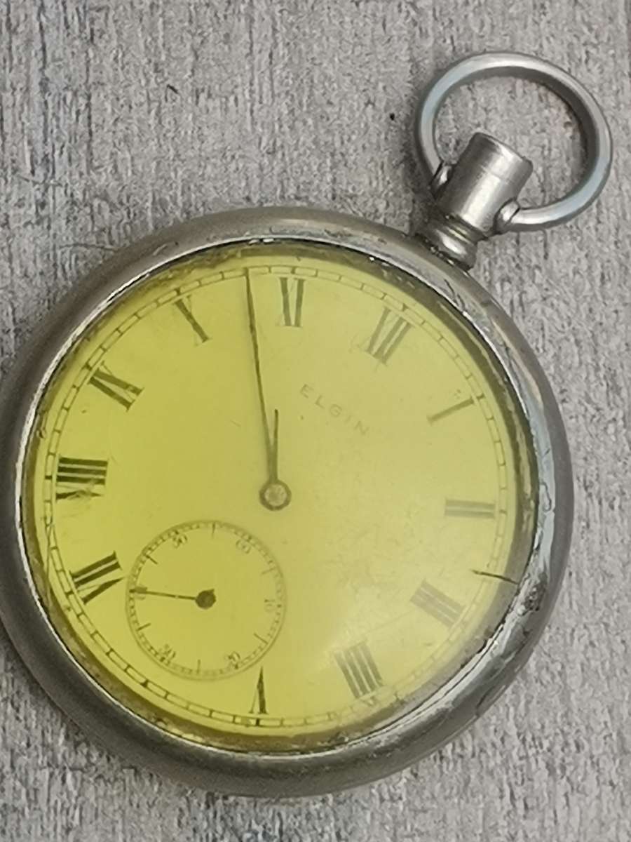 VINTAGE ELGIN POCKET WATCH - WORKS BUT NO CROWN
