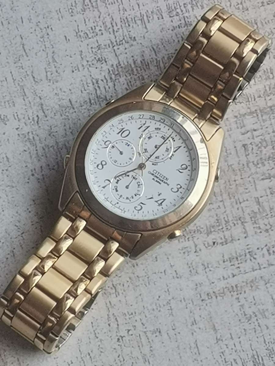 MENS GOLD CITIZEN CHRONOGRAPH WATCH IN EXCELLENT WORKING CONDITION