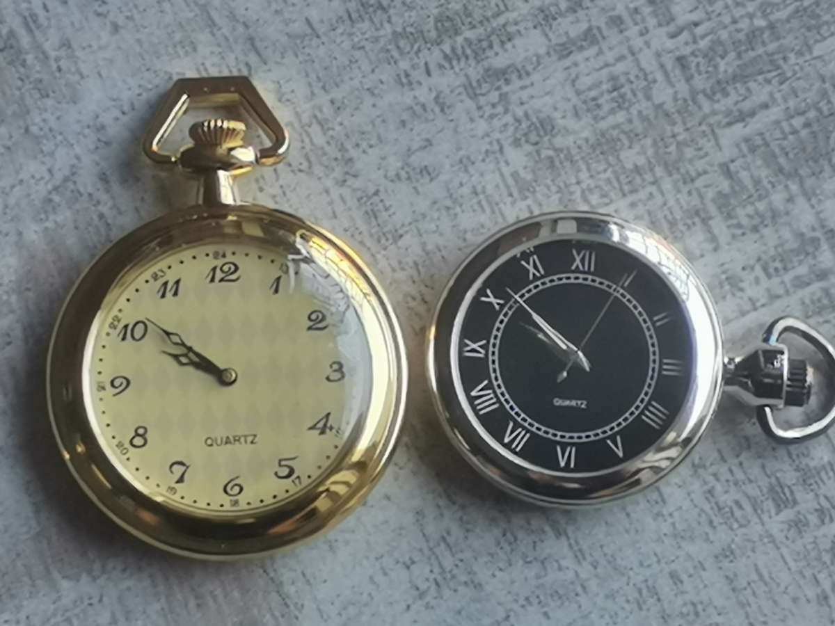 MENS POCKET WATCH SET BOTH IN EXCELLENT WORKING CONDITION - BIDDING FOR BOTH