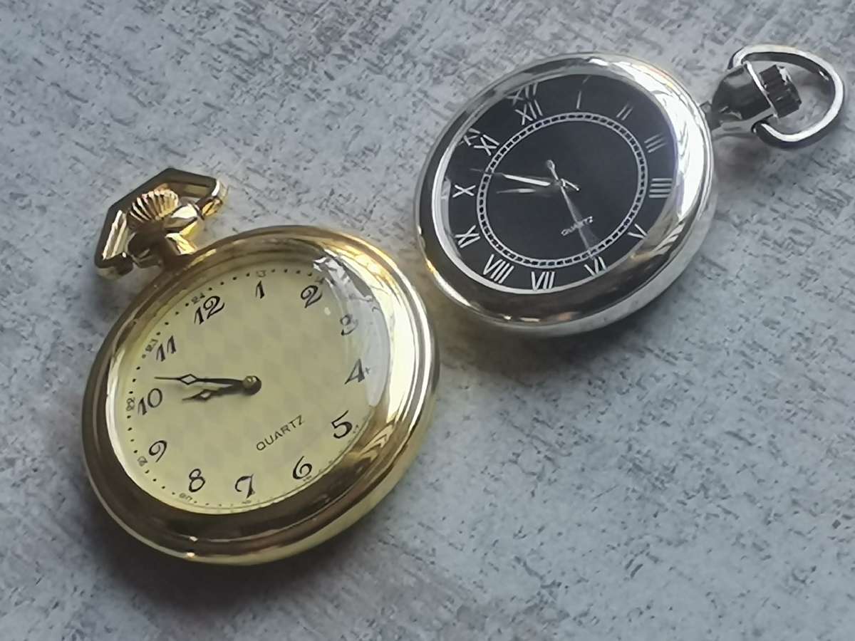 MENS POCKET WATCH SET BOTH IN EXCELLENT WORKING CONDITION - BIDDING FOR BOTH