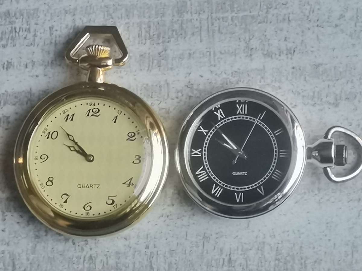 MENS POCKET WATCH SET BOTH IN EXCELLENT WORKING CONDITION - BIDDING FOR BOTH