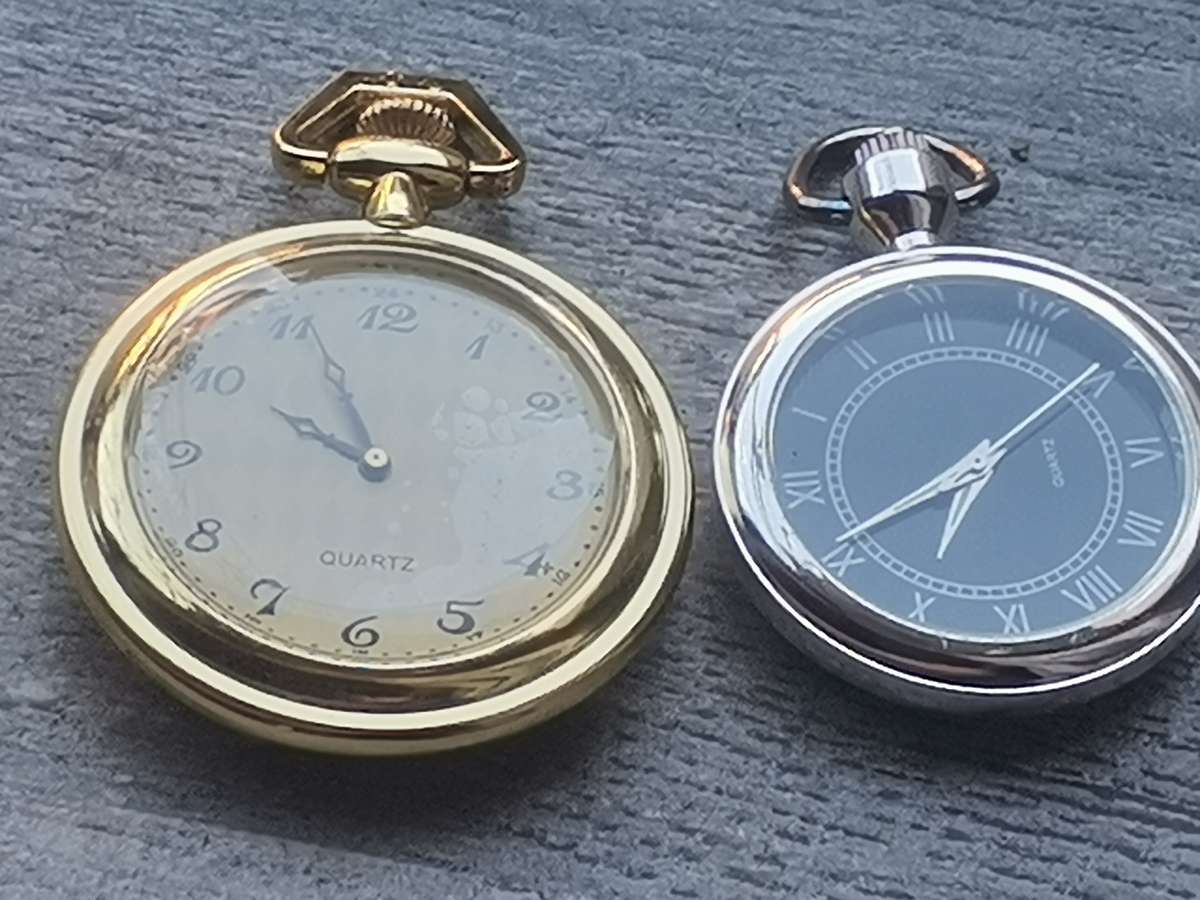 MENS POCKET WATCH SET BOTH IN EXCELLENT WORKING CONDITION - BIDDING FOR BOTH