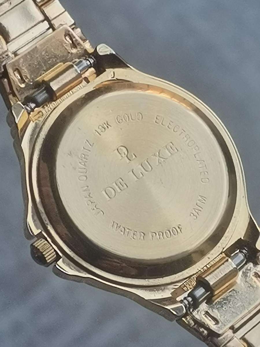 LADIES DE LUXE 18K ELECTROPLATED GOLD WATCH IN EXCELLENT WORKING CONDITION