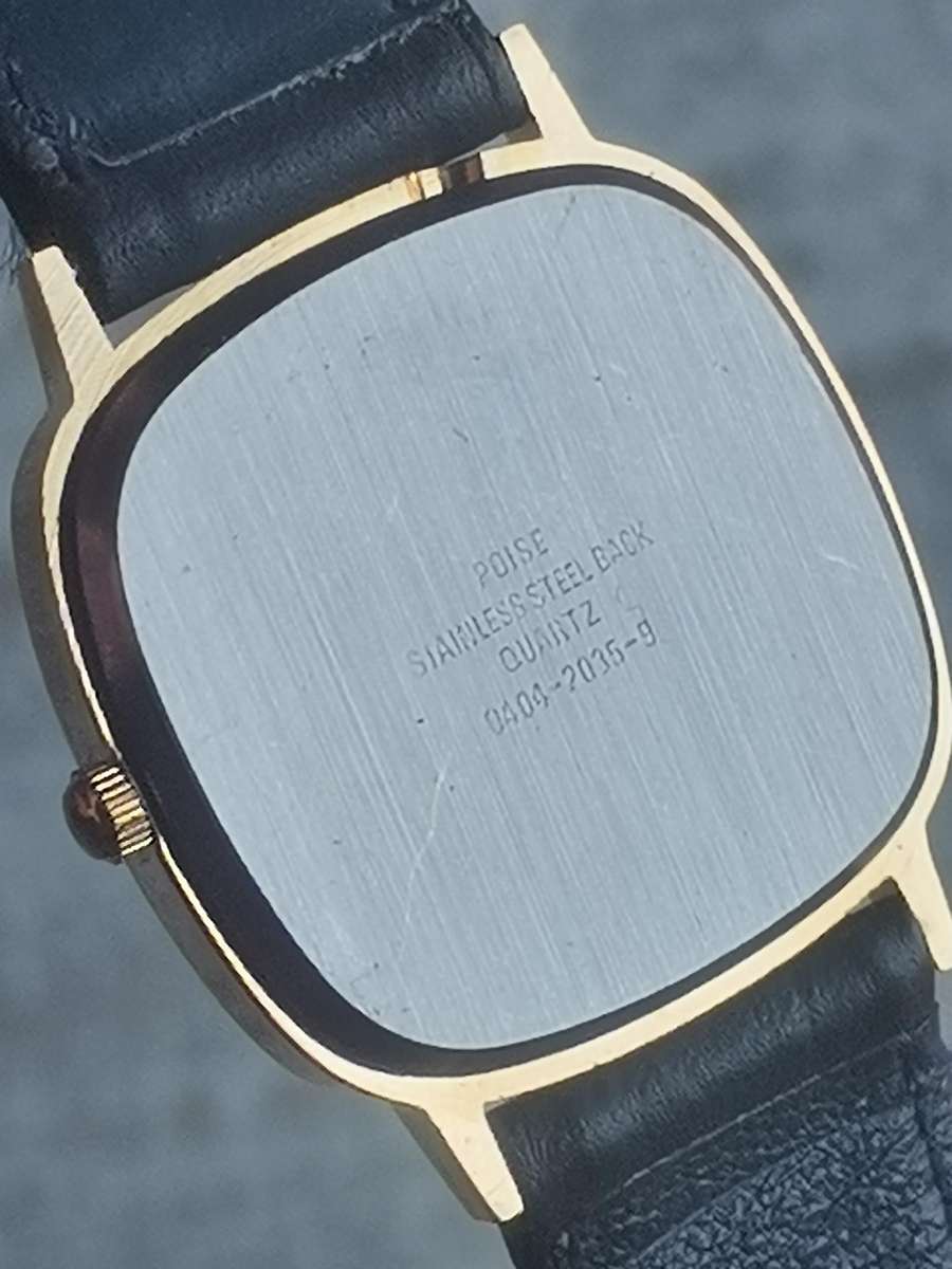 MENS VINTAGE POISE GOLD PLATED QUARTZ WATCH IN EXCELLENT WORKING CONDITION