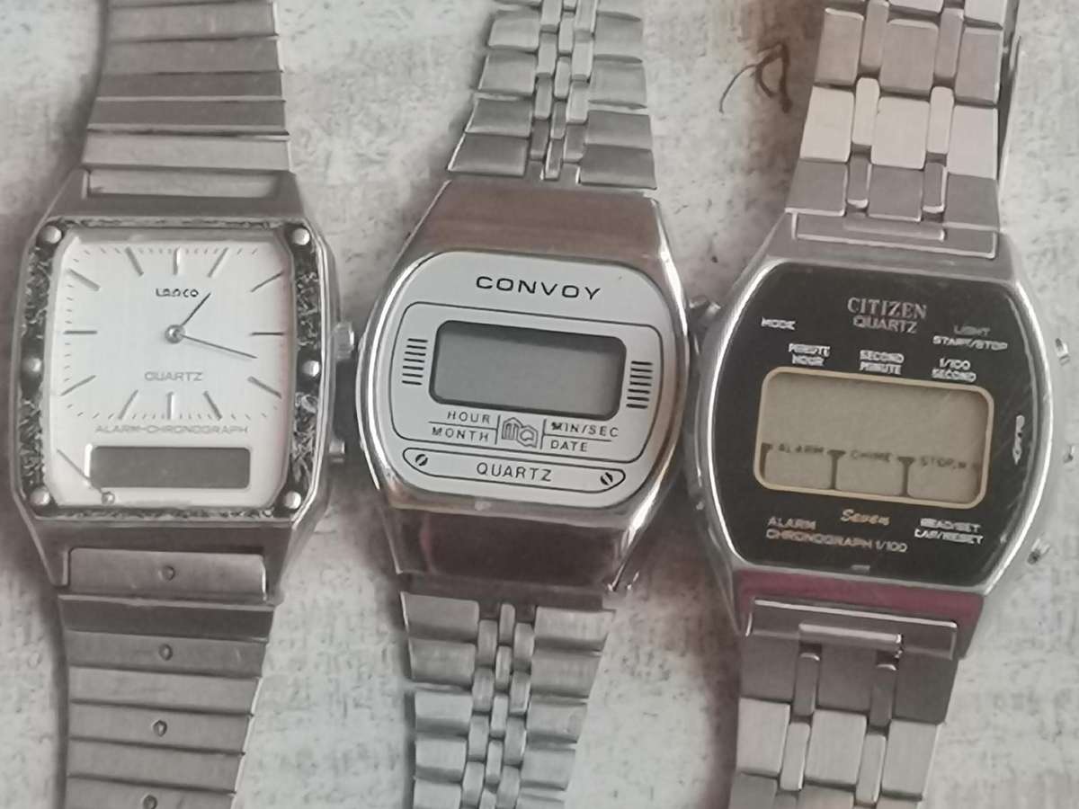 MENS VINTAGE DIGITAL WATCH COLLECTION - CITIZEN, LANCO AND CONVOY - BIDDING FOR ALL 3 WATCHES