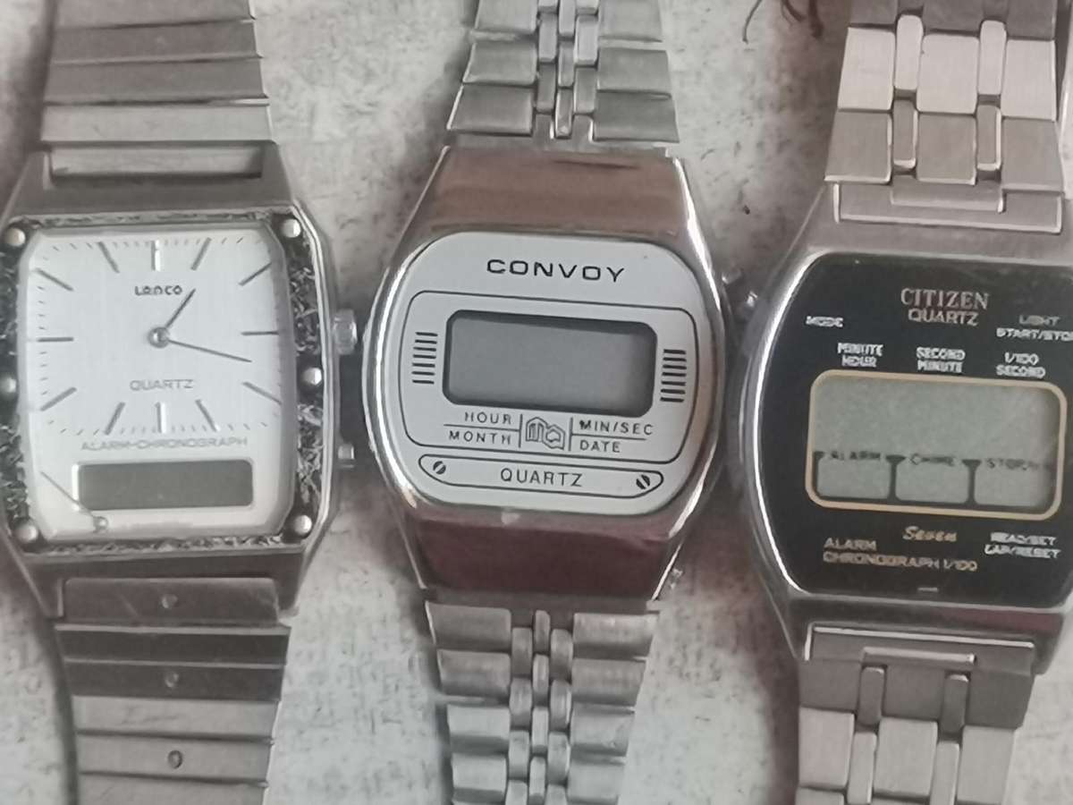 MENS VINTAGE DIGITAL WATCH COLLECTION - CITIZEN, LANCO AND CONVOY - BIDDING FOR ALL 3 WATCHES