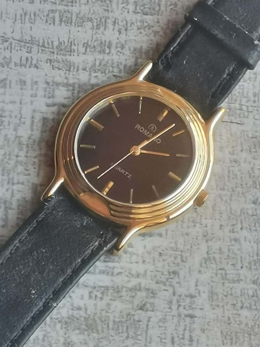 Men's Vintage Romano 18K Gold Plated Watch