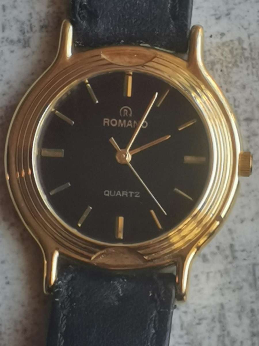 Men's Vintage Romano 18K Gold Plated Watch