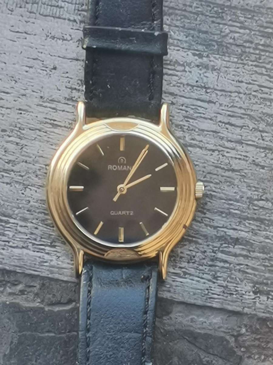 Men's Vintage Romano 18K Gold Plated Watch