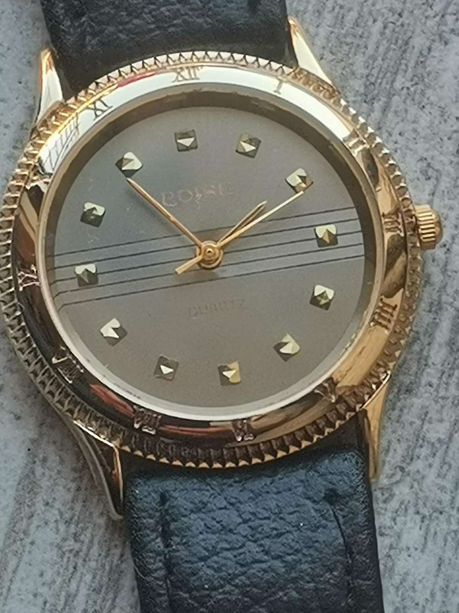 MENS GOLD PLATED POISE WATCH IN EXCELLENT WORKING CONDITION