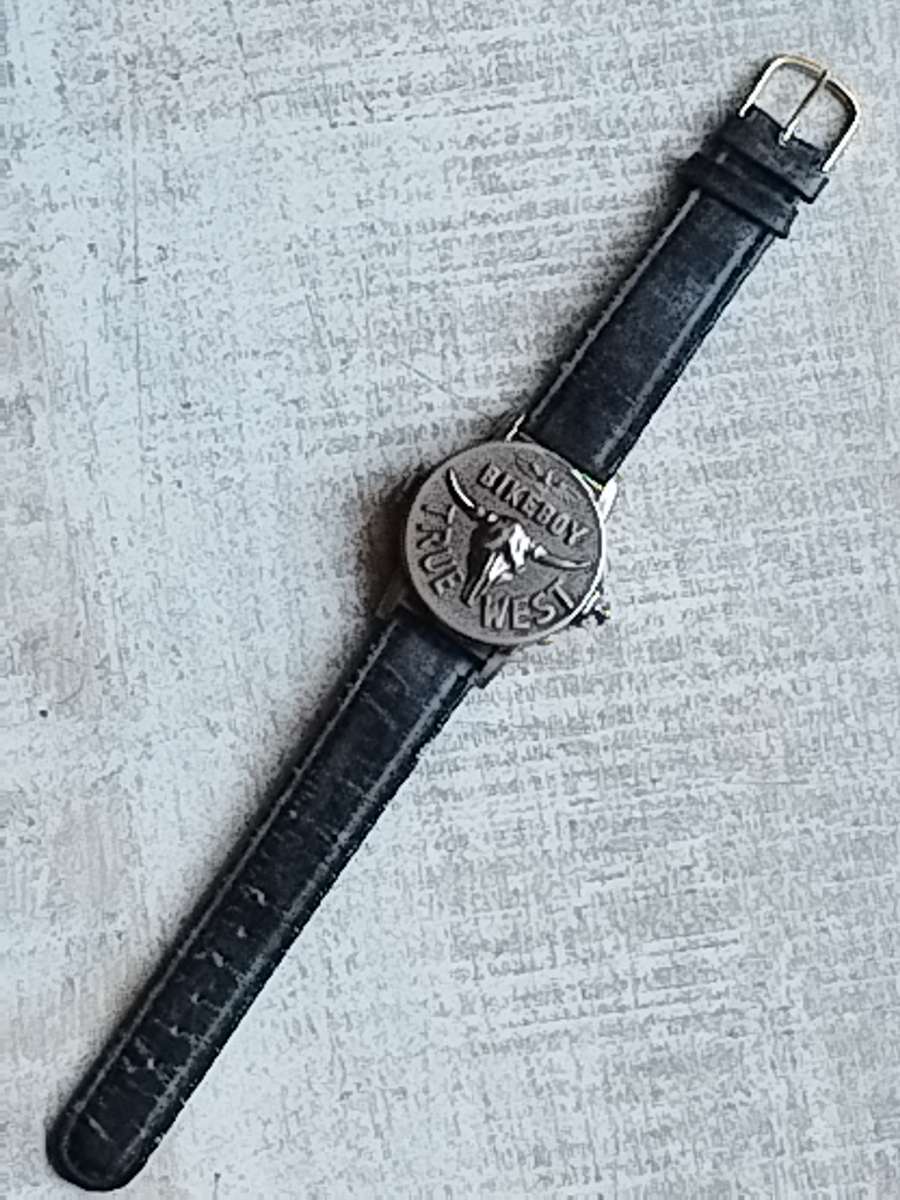 MENS STEEL BIKERBOY TRUE WEST WATCH IN EXCELLENT WORKING CONDITION