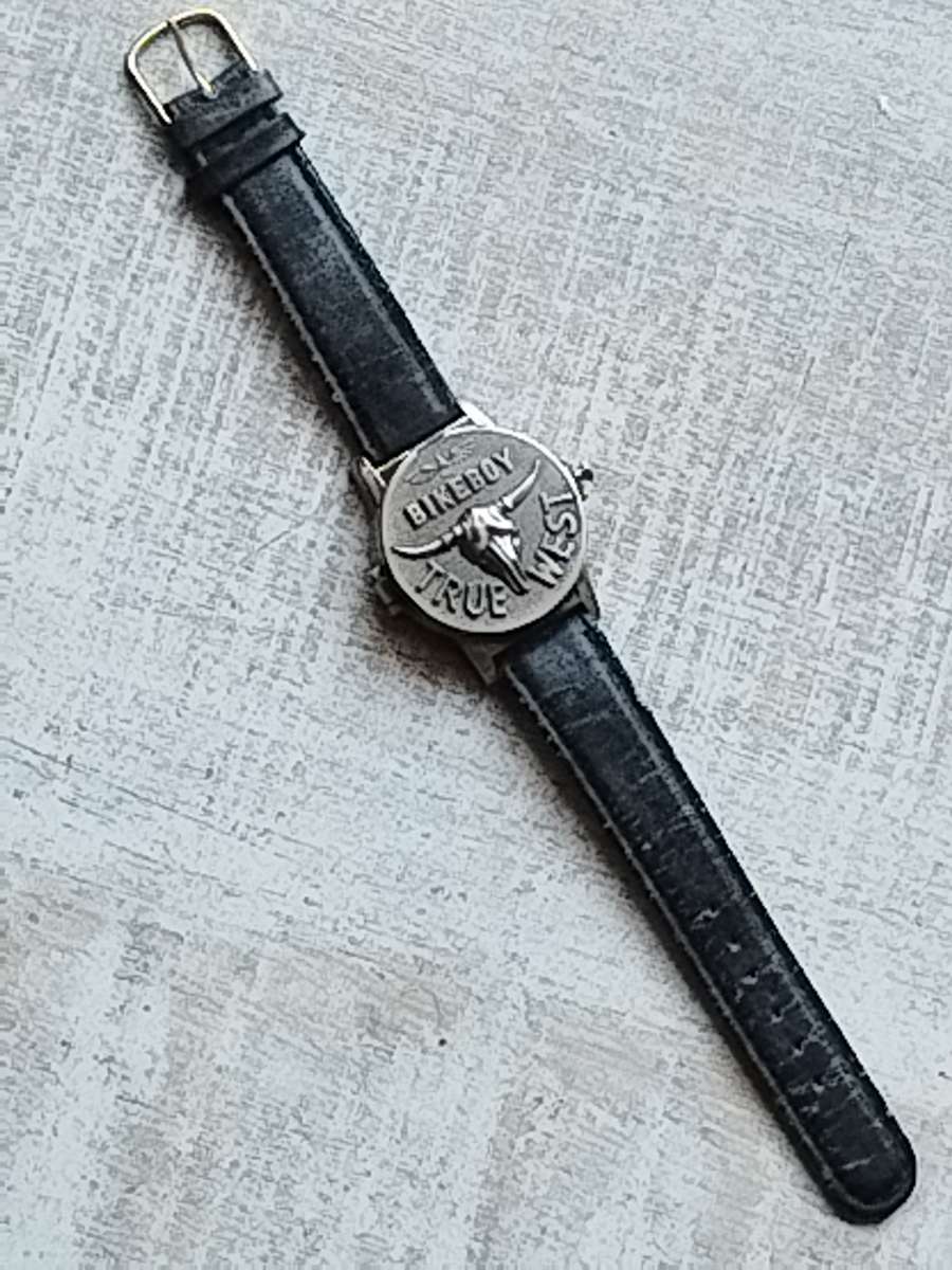 MENS STEEL BIKERBOY TRUE WEST WATCH IN EXCELLENT WORKING CONDITION