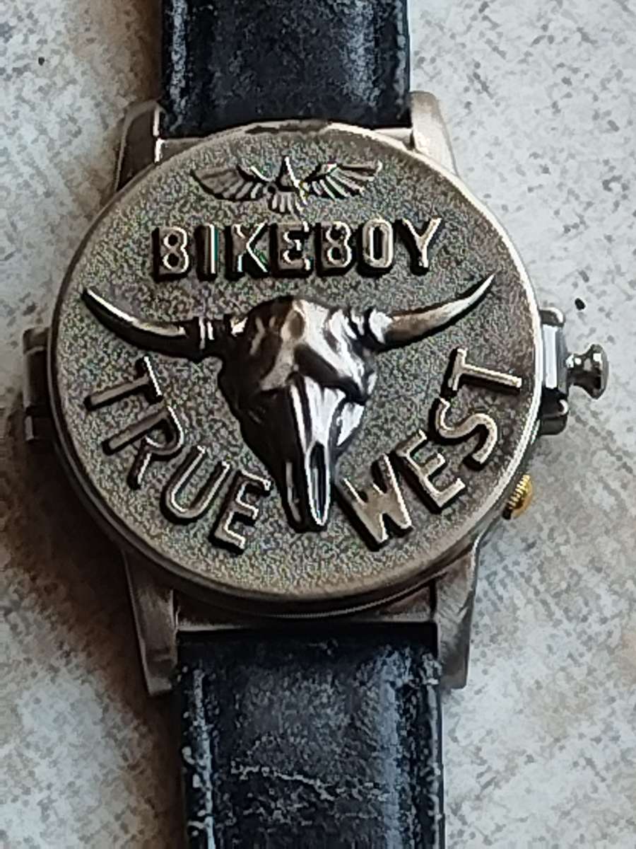 MENS STEEL BIKERBOY TRUE WEST WATCH IN EXCELLENT WORKING CONDITION