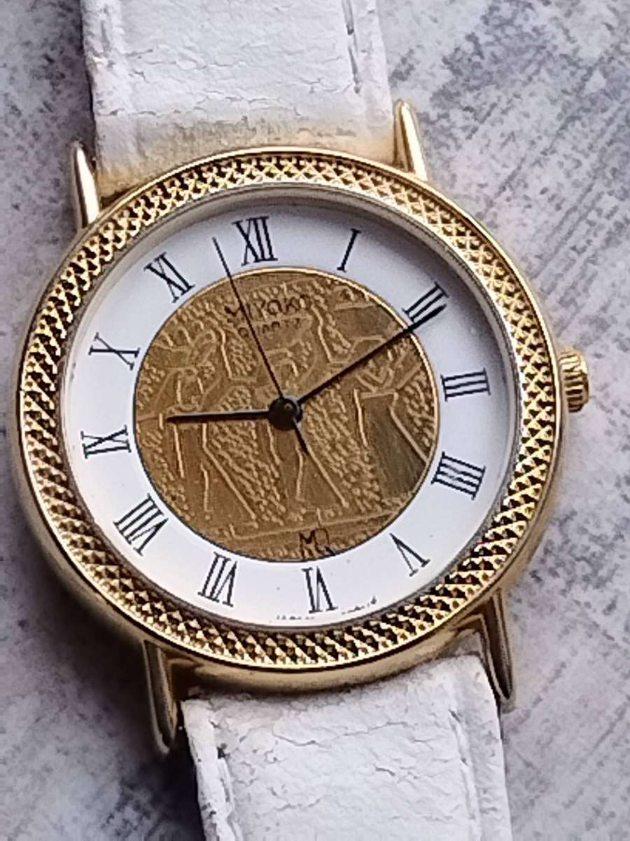 LADIES STUNNING MIYOKO GOLD AND WHITE WATCH IN EXCELLENT WORKING CONDITION
