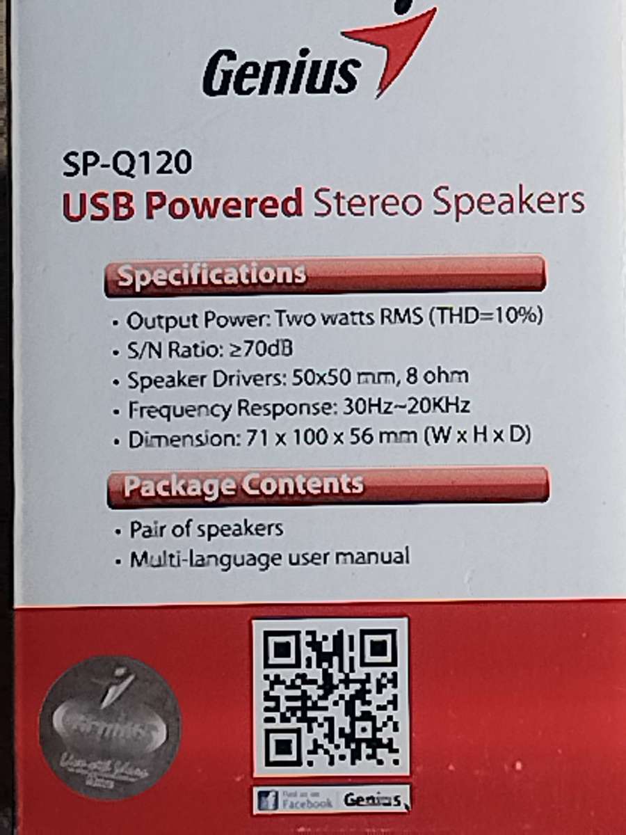 GENIUS SP-Q120 USB POWERED COMPUTER SPEAKERS - UNUSED STILL IN BOX