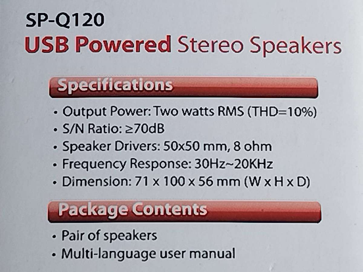 GENIUS SP-Q120 USB POWERED COMPUTER SPEAKERS - UNUSED STILL IN BOX