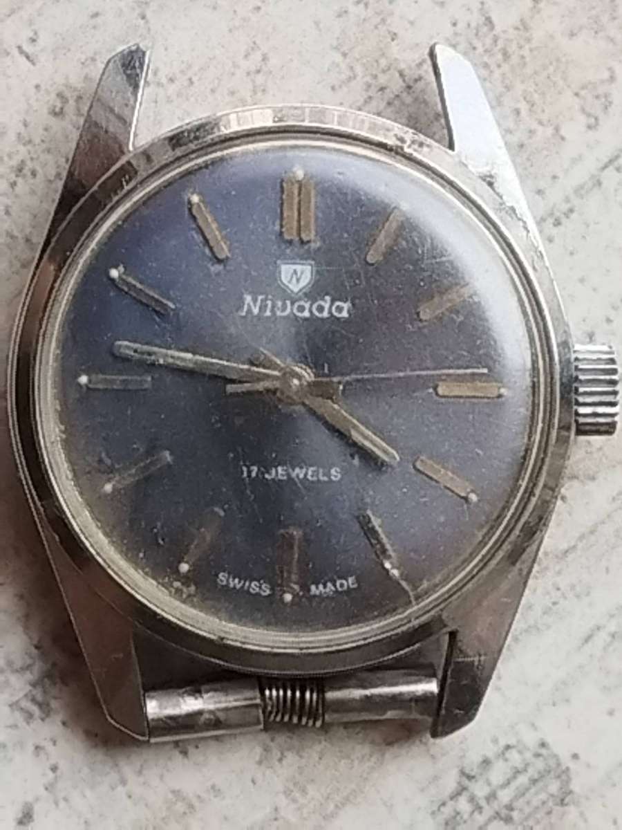 MENS VINTAGE SWISS NIVADA 17 JEWELS MANUAL WIND WATCH - UNTESTED SELLING FOR SPARES OR REPAIRS