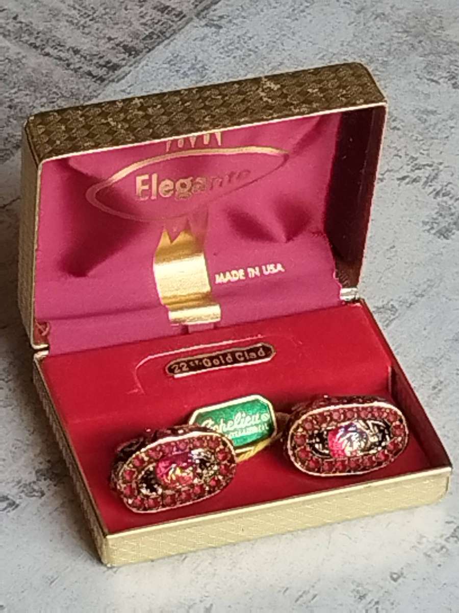 MENS VINTAGE CUFFLINKS 22CT GOLD CLAD MADE IN THE USA