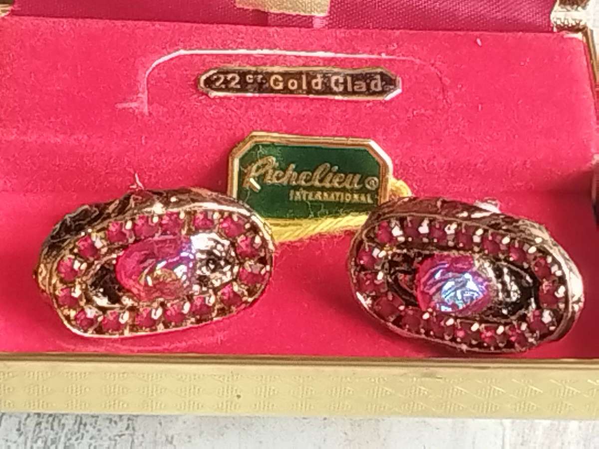 MENS VINTAGE CUFFLINKS 22CT GOLD CLAD MADE IN THE USA