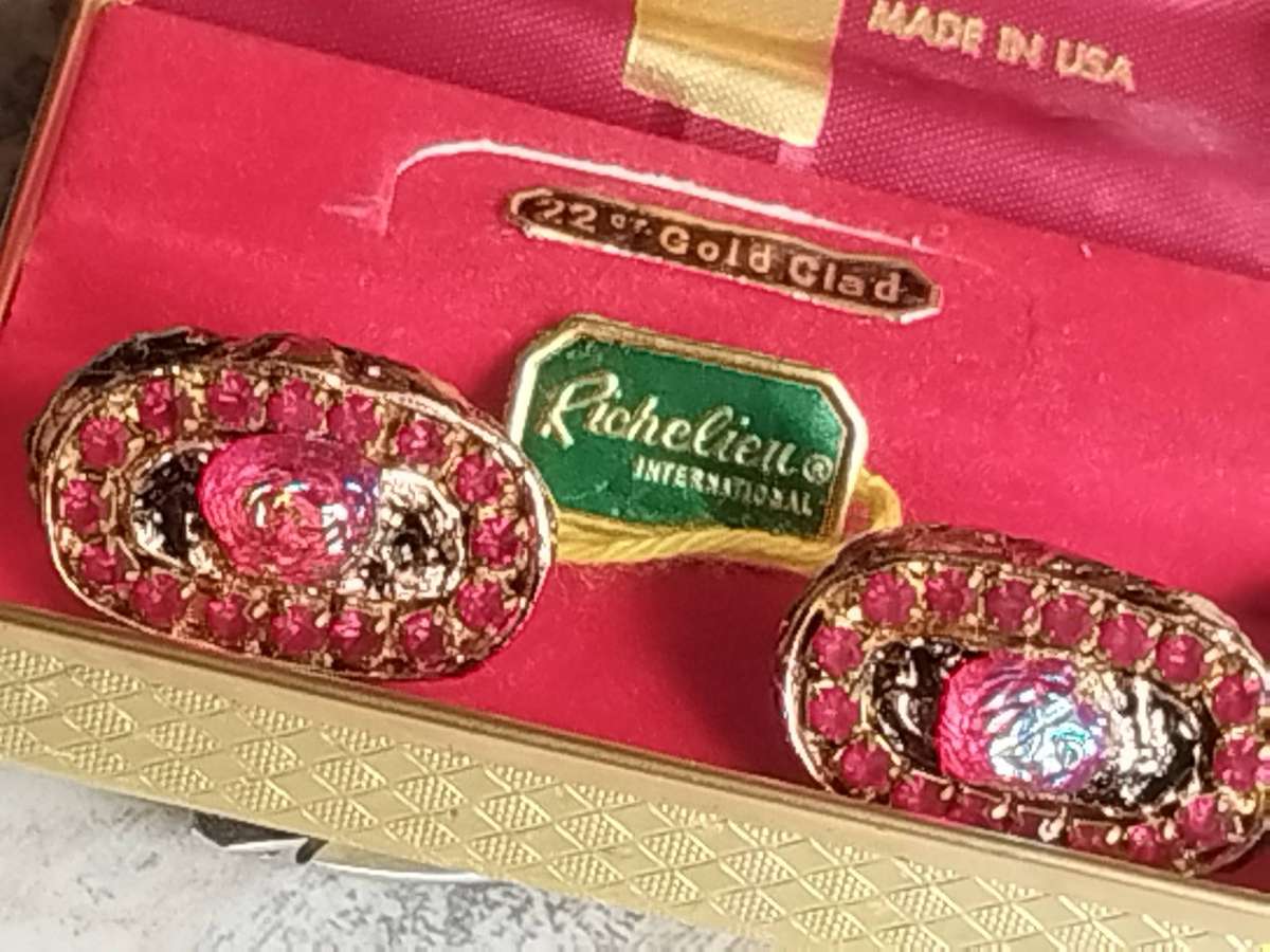 MENS VINTAGE CUFFLINKS 22CT GOLD CLAD MADE IN THE USA