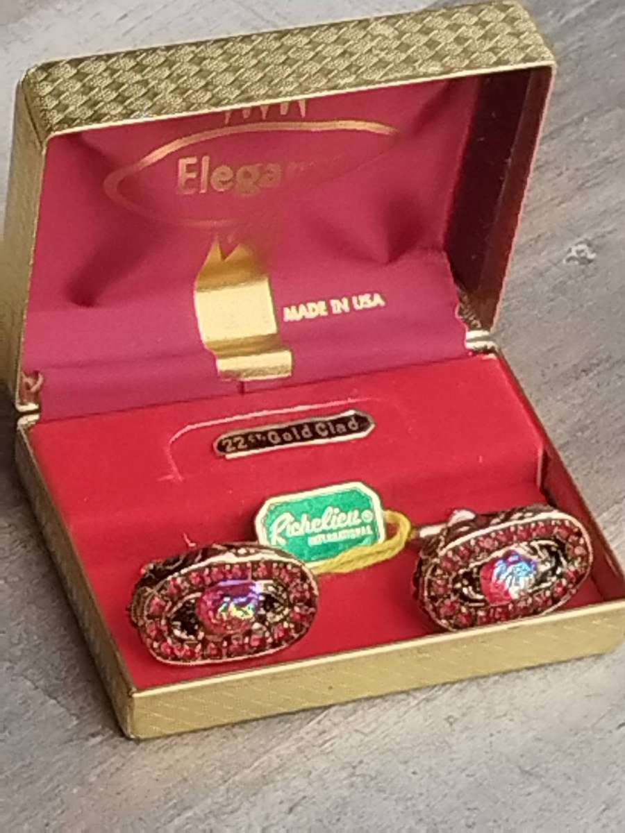 MENS VINTAGE CUFFLINKS 22CT GOLD CLAD MADE IN THE USA