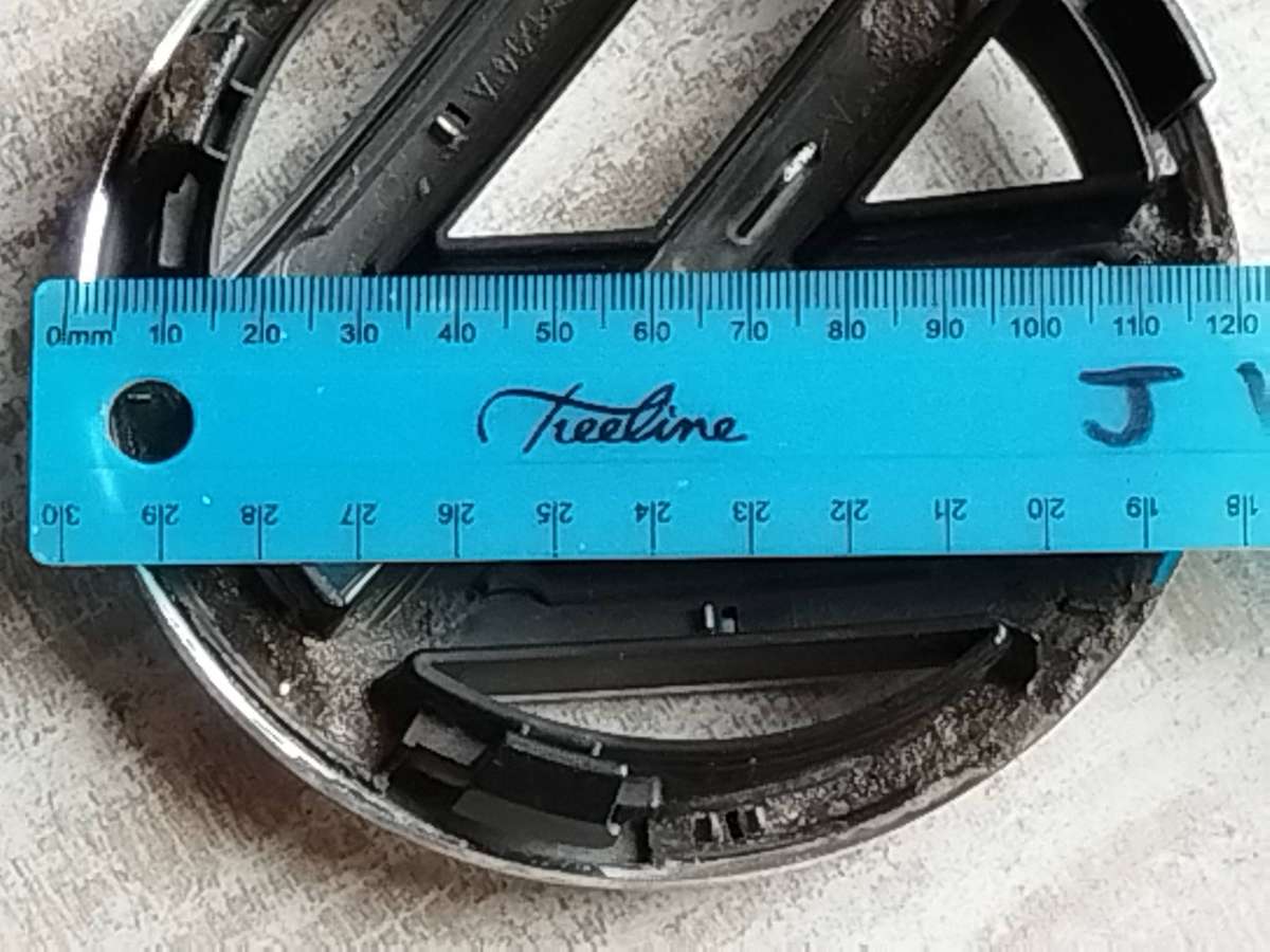 VW CHROME BADGE MEASURES +/- 120MM SIDE TO SIDE