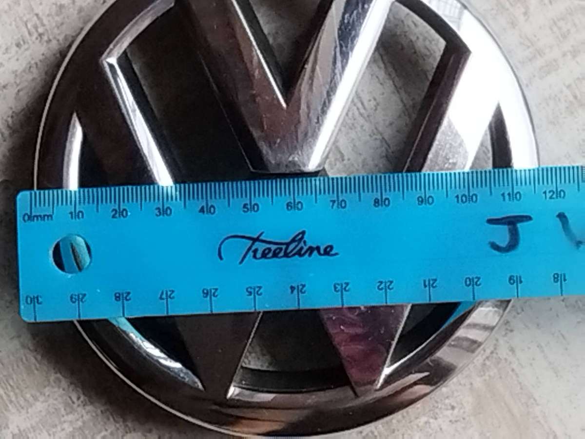 VW CHROME BADGE MEASURES +/- 120MM SIDE TO SIDE