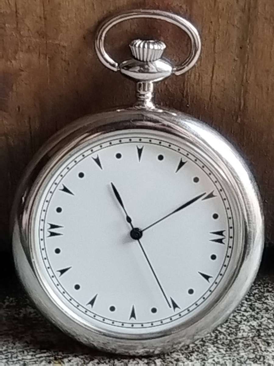MENS SILVER POCKET WATCH IN EXCELLENT WORKING CONDITION