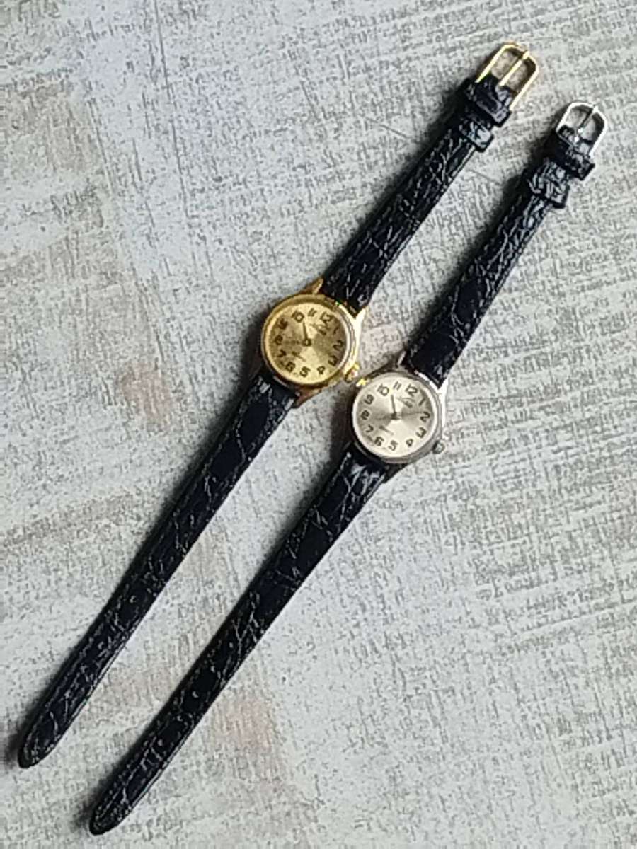 LADIES NOBLE SILVER AND GOLD WATCH SET BOTH IN EXCELLENT WORKING CONDITION