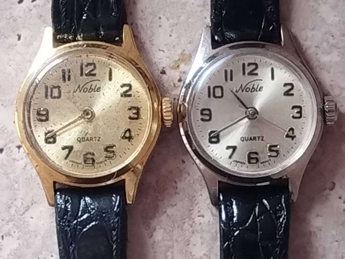 LADIES NOBLE SILVER AND GOLD WATCH SET BOTH IN EXCELLENT WORKING CONDITION