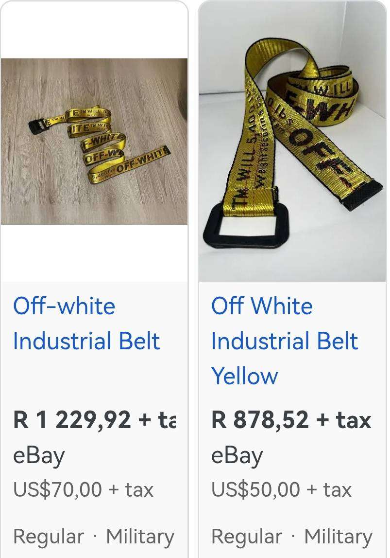 Men's Off-White Yellow and Black Fashion Belt