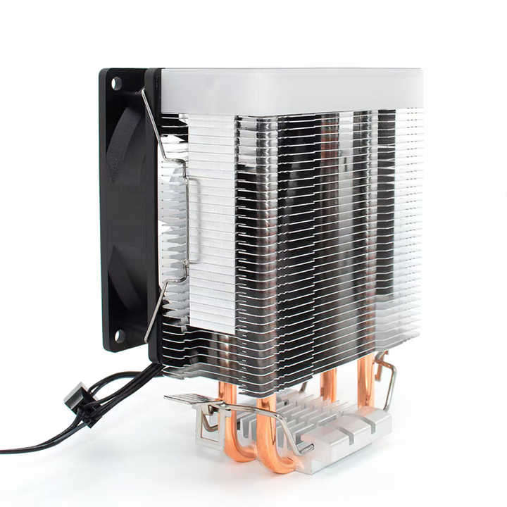 Desktop Computer Double Copper Tube CPU Radiator Super Quiet without Light 3-pin Single Fan