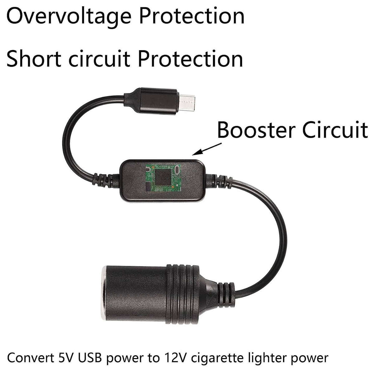 USB to 12V Car Cigarette Lighter Adapter