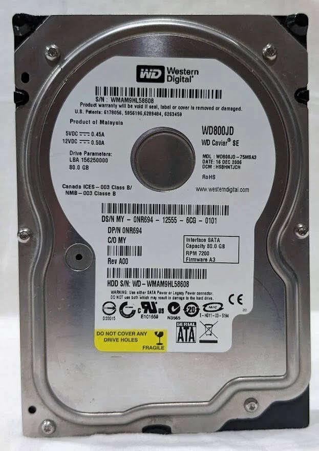 80GB 3.5" SATA HDD
