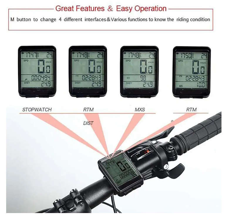 Wireless Waterproof Bicycle Odometer Cycle Computer