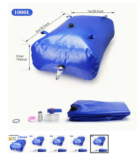Super Big Water Container, Portable 1000L  With PVC Ball Valve