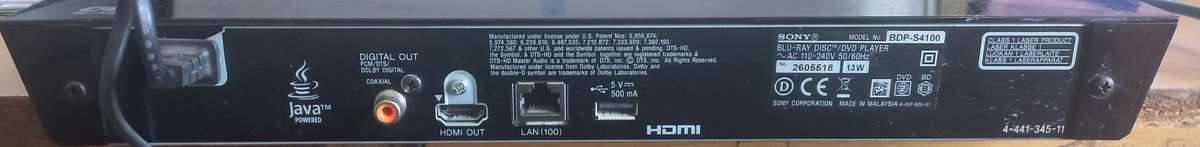 Sony BDP-S4100 3D Blu-ray Disc Player (No Remote)