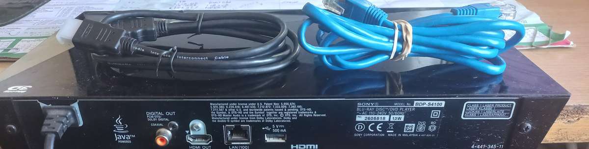 Sony BDP-S4100 3D Blu-ray Disc Player (No Remote)