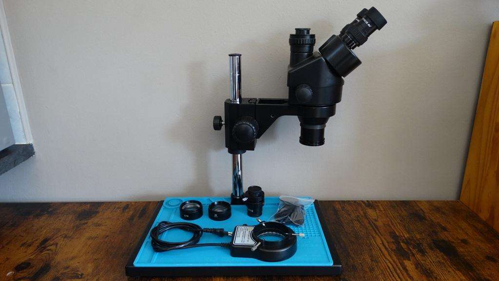 Amszoom 3.5X-90X Simul-Focal Trinocular Stereo Microscope + Extras - FREE SHIPPING!