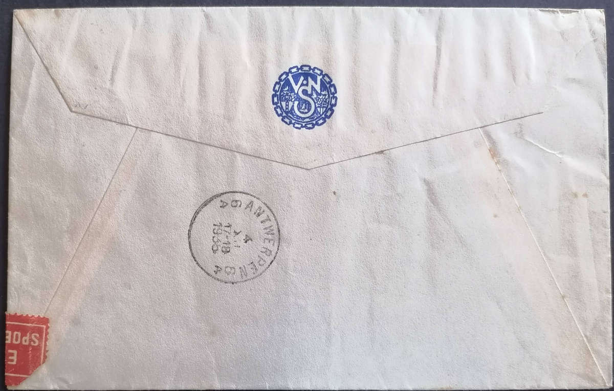 POSTAL HISTORY BELGIUM TO ANTWERPEN