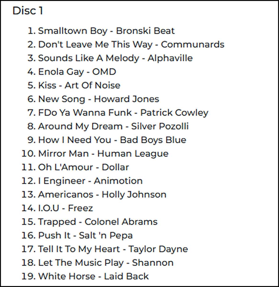 Big In The 80's Audio CD (New / Sealed)